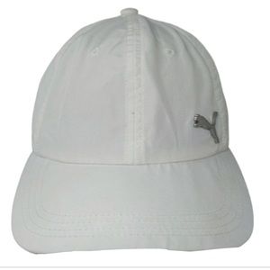 PUMA White Slideback Hat Cap Adjustable Logo Badge NEW